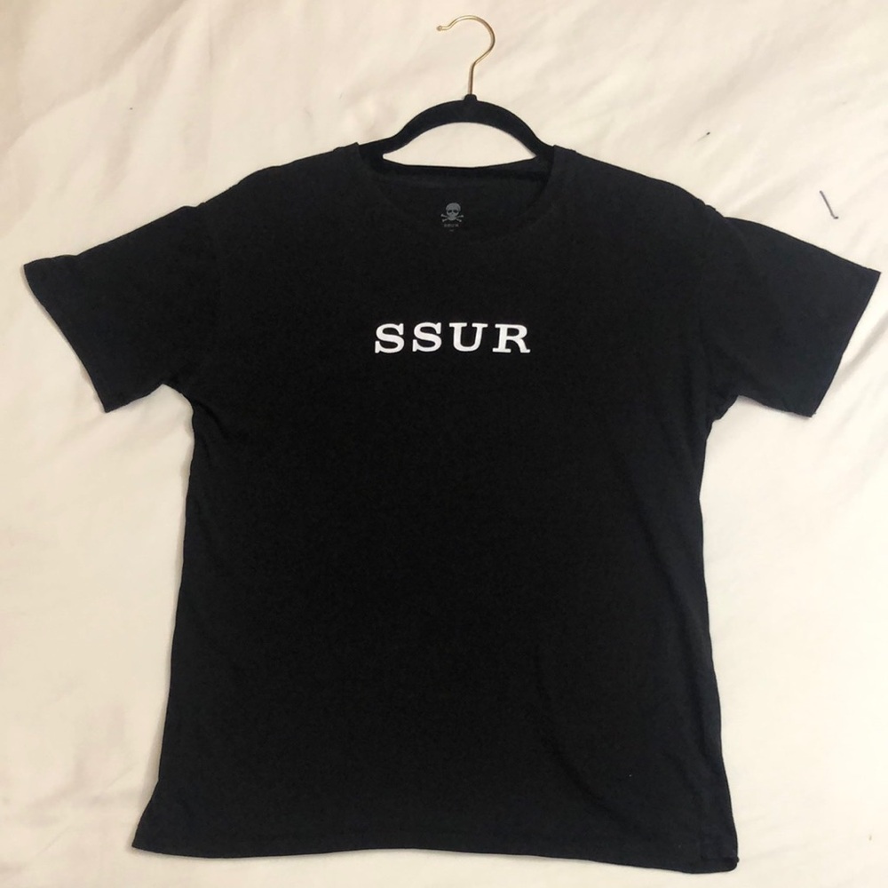 SSUR T-shirt White Print Small Men's Black